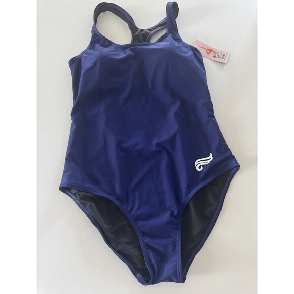 Women's Swimsuit  Pro Solid Adult athletic swimsuit slimming blue size Medium - Picture 5 of 10